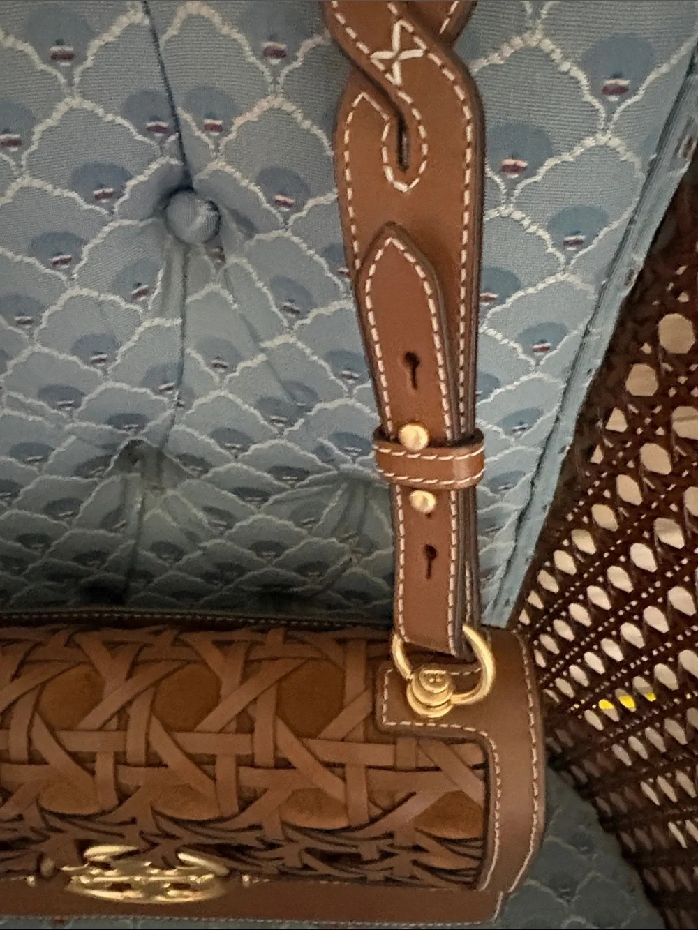 Tory Burch Brown Miller Leather Basketweave Shoulder Bag